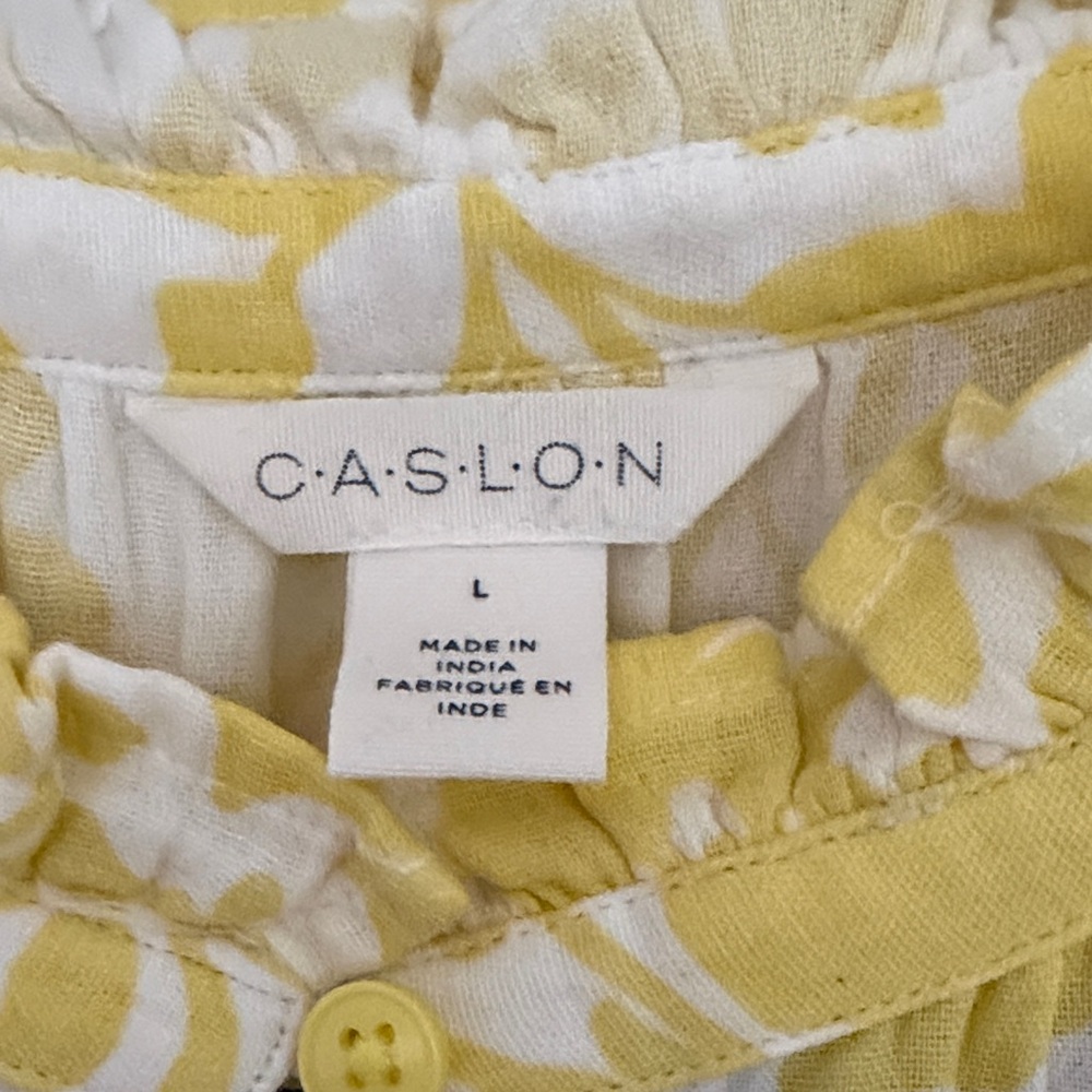 Caslon Yellow & White Floral Ruffle Tier Dress - Picture 2 of 3